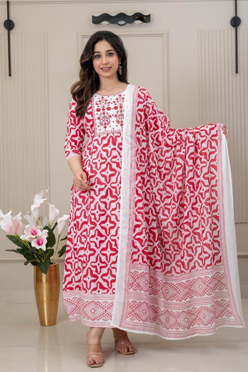 Cotton Floral Anarkali - AS22