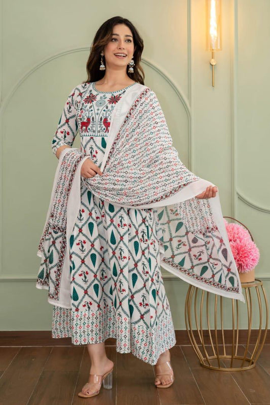 Cotton Floral Anarkali - AS23