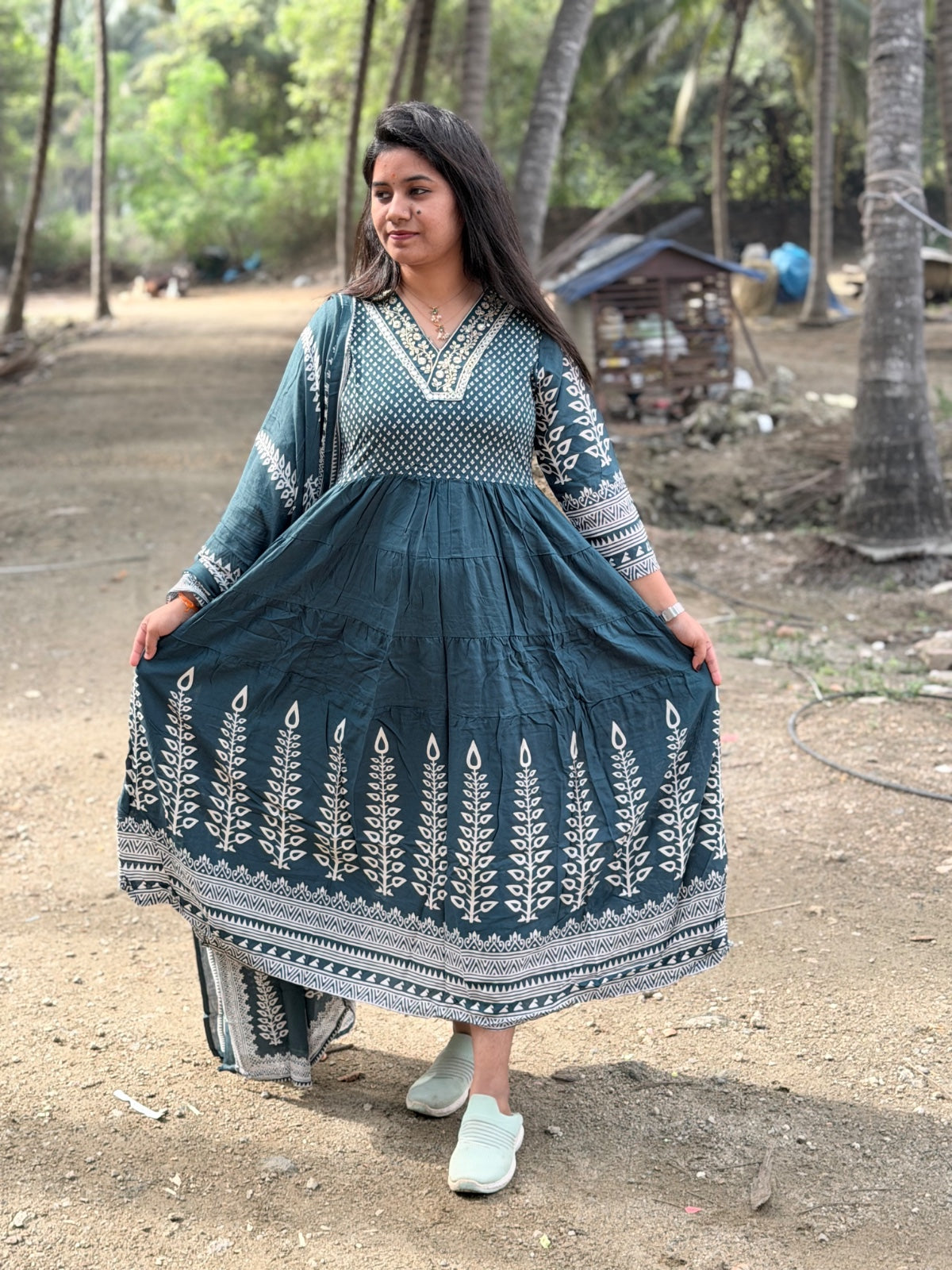 Cotton Floral Anarkali - AS24