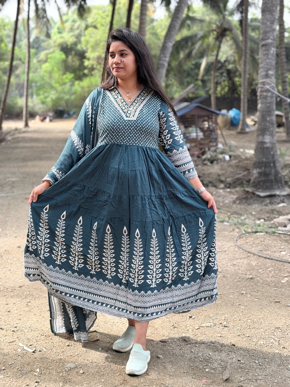 Cotton Floral Anarkali - AS24