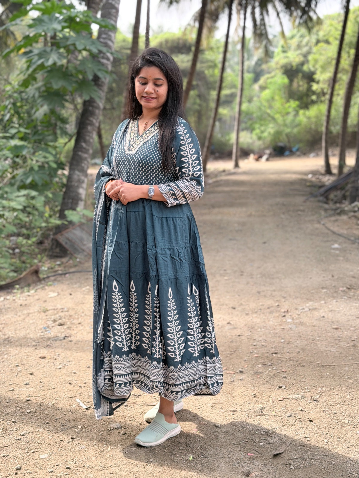 Cotton Floral Anarkali - AS24