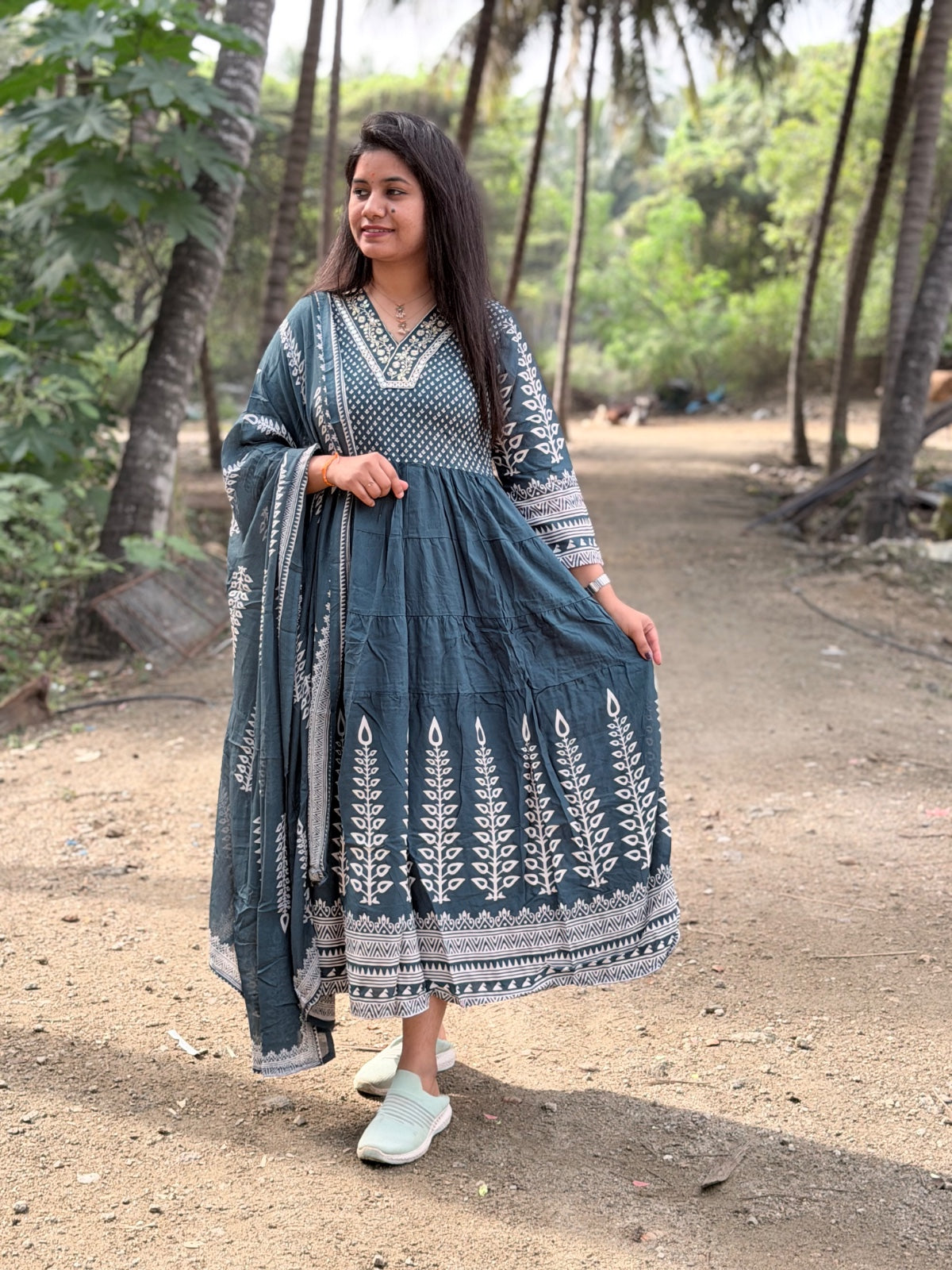 Cotton Floral Anarkali - AS24