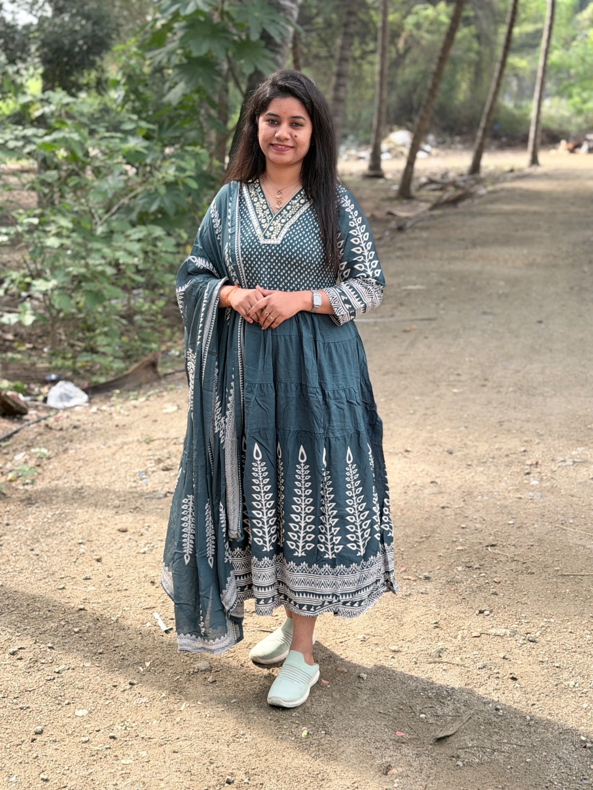 Cotton Floral Anarkali - AS24