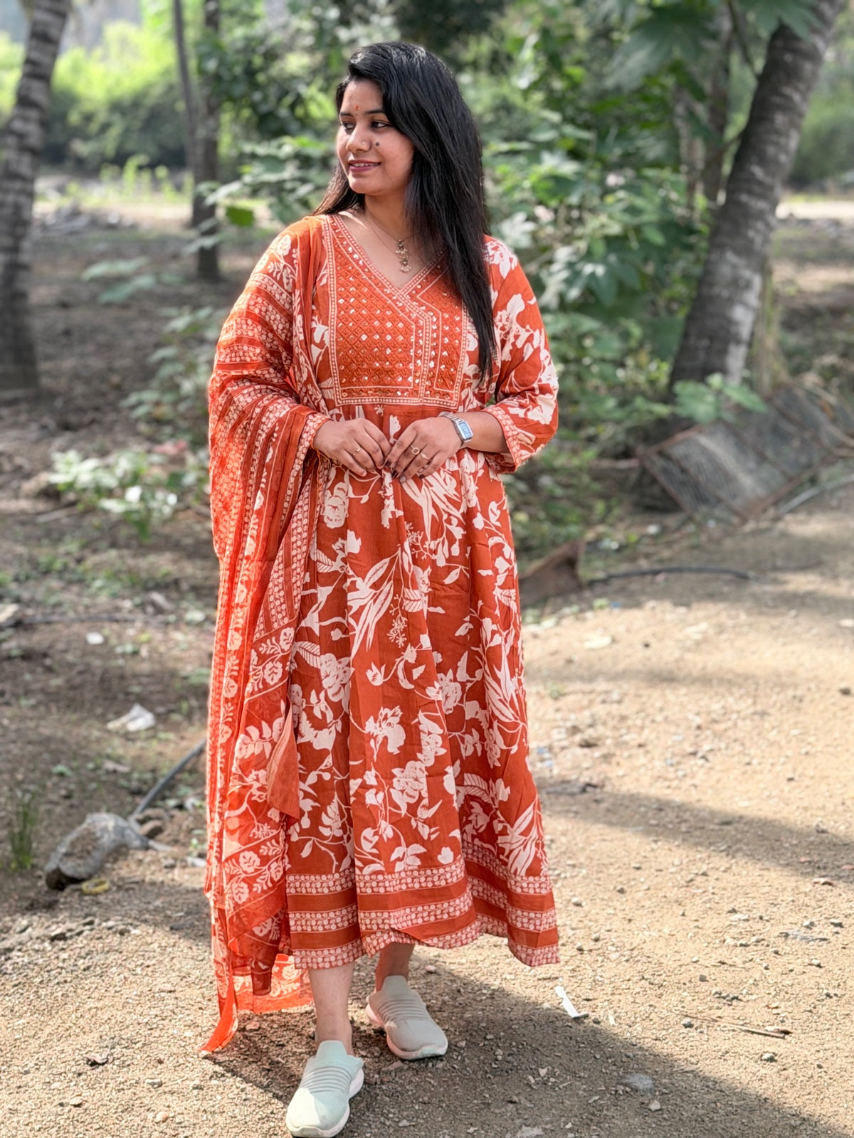 Cotton Floral Anarkali - AS25