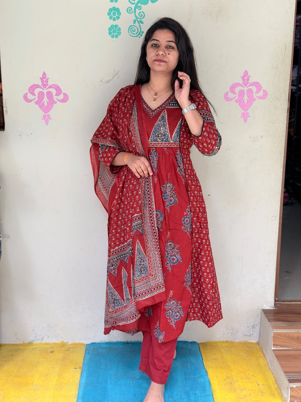 Cotton Floral Anarkali - CA35