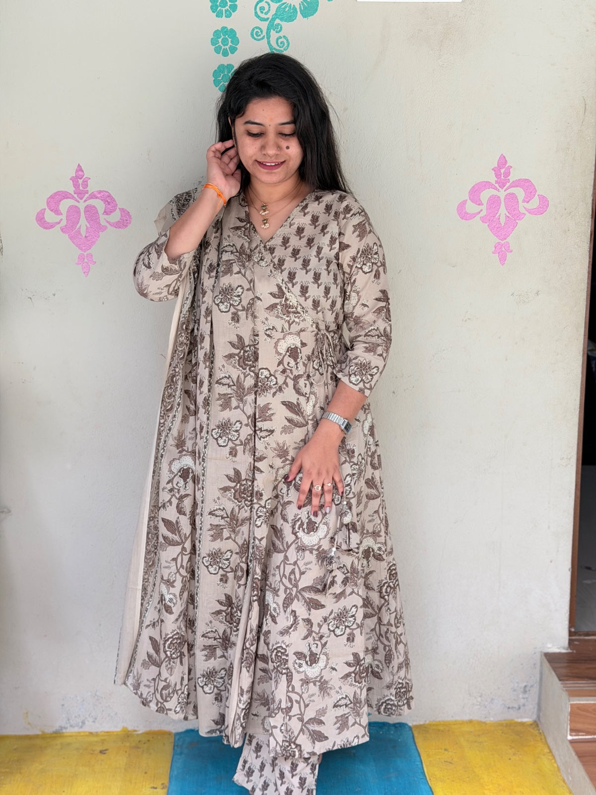 Cotton Floral Anarkali - CA36