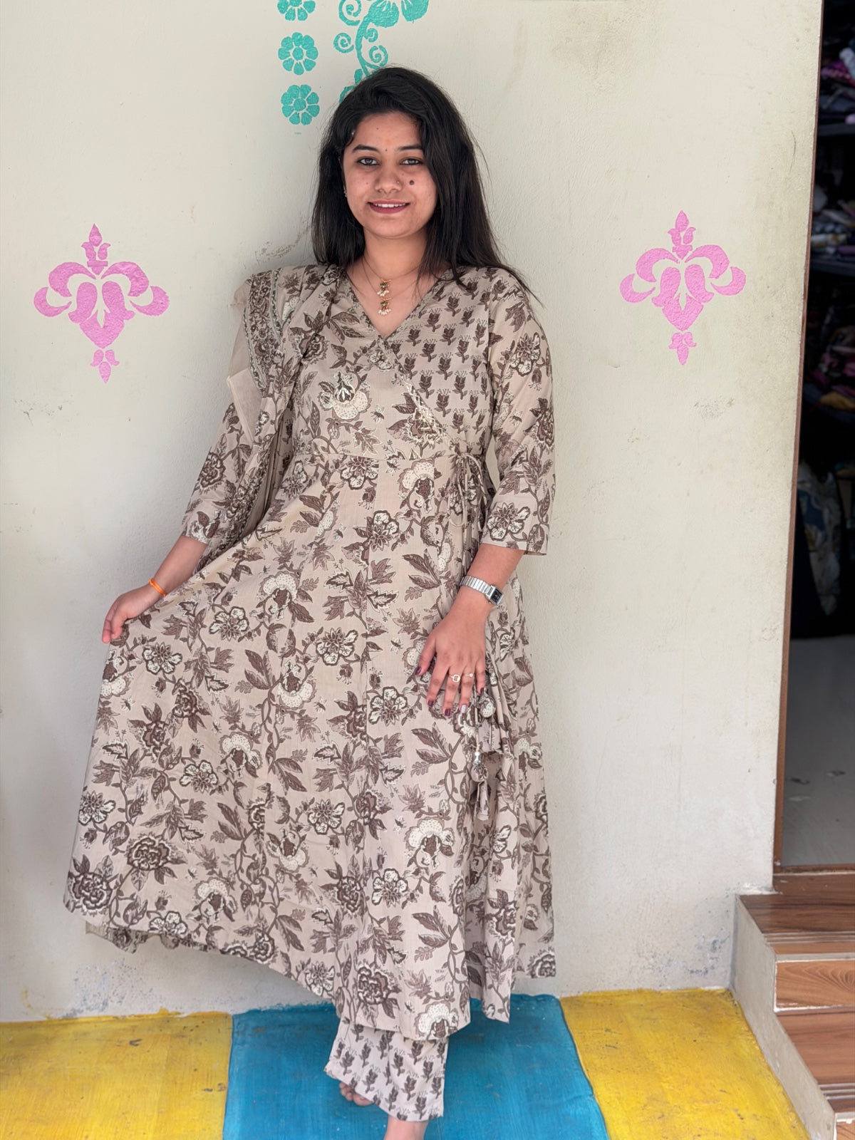 Cotton Floral Anarkali - CA36