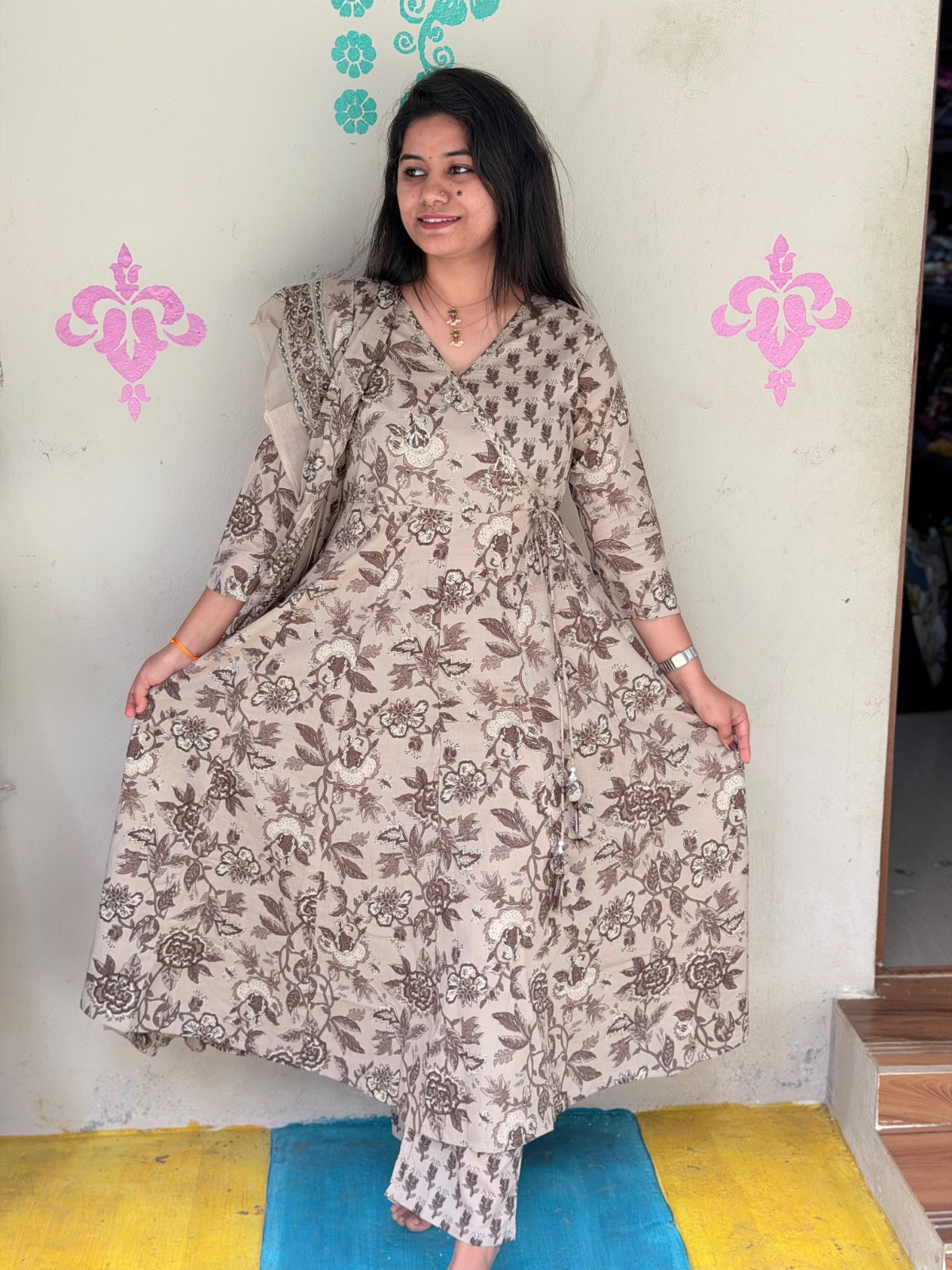 Cotton Floral Anarkali - CA36