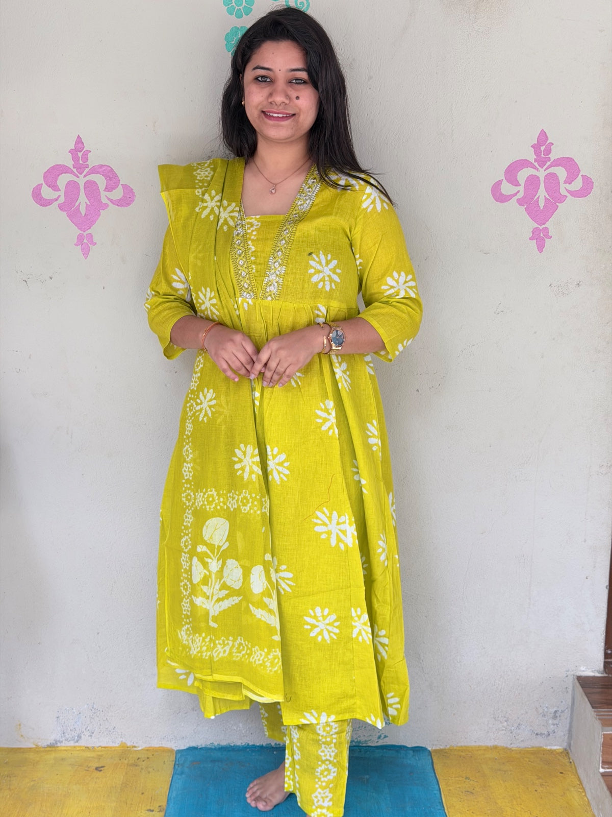 Cotton Floral Anarkali - AS10