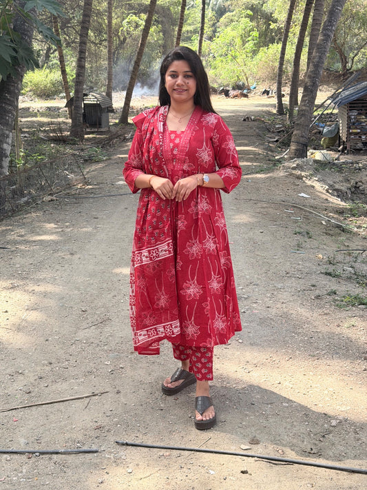 Cotton Floral Anarkali - AS09