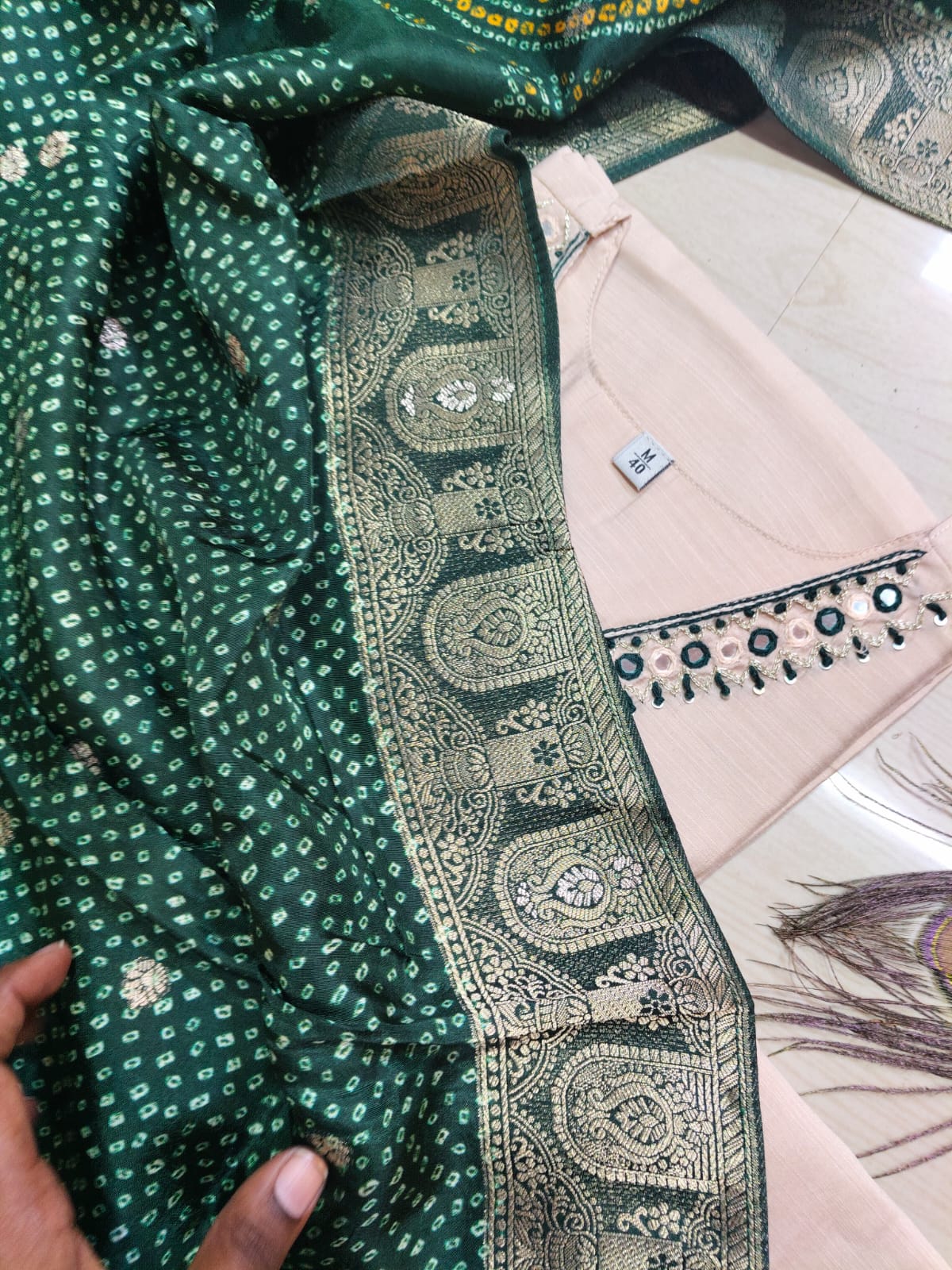 CHANDHERI SILK KURTHI SET - EW02