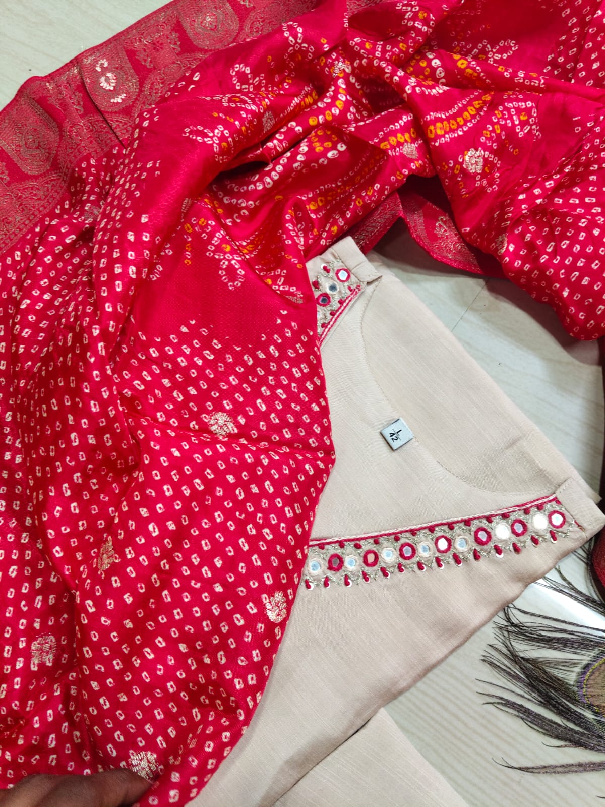 CHANDHERI SILK KURTHI SET - EW04