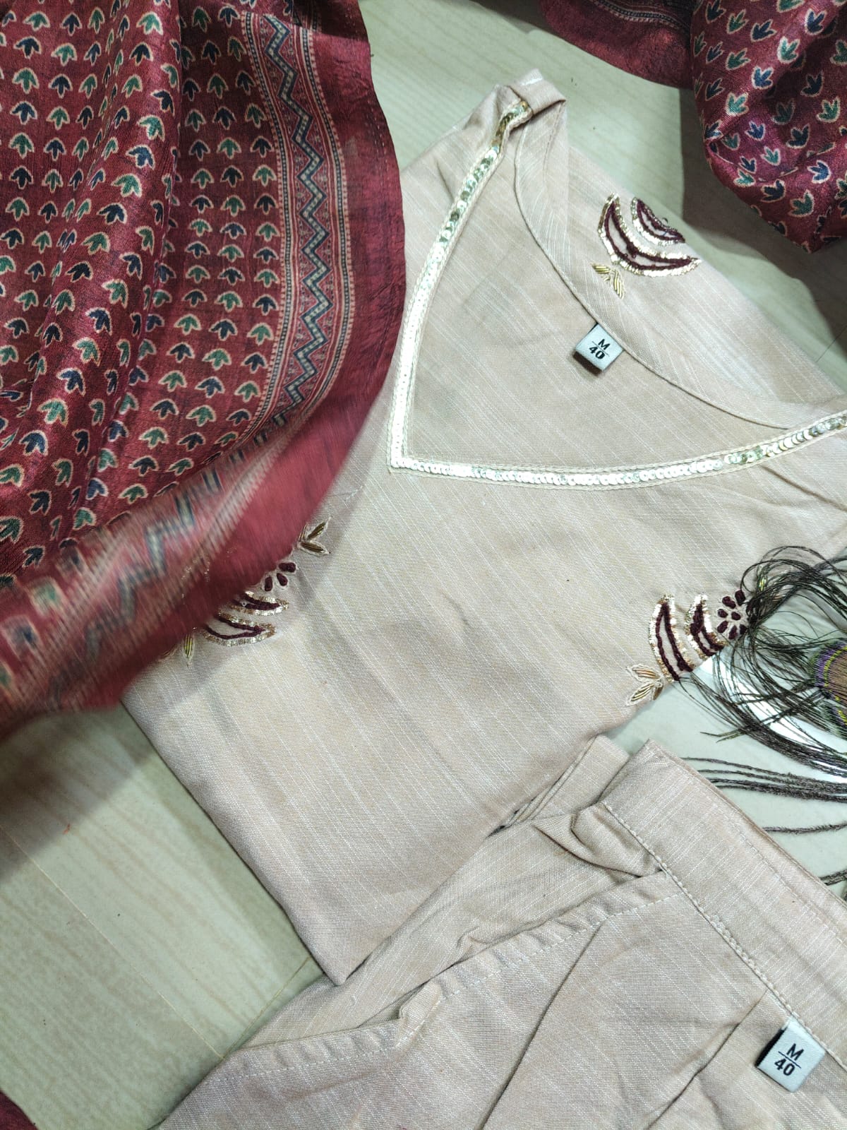 CHANDHERI SILK KURTHI SET - EW03