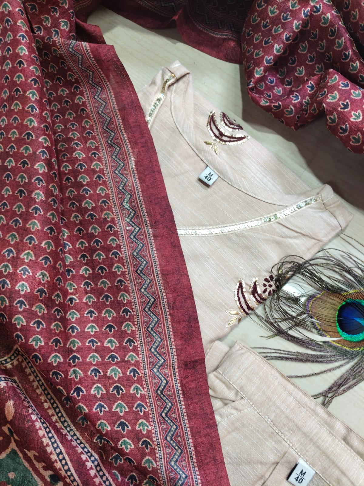 CHANDHERI SILK KURTHI SET - EW03