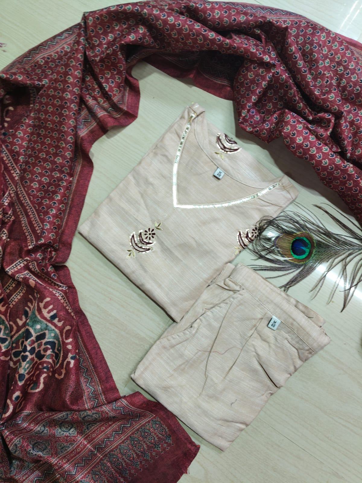 CHANDHERI SILK KURTHI SET - EW03