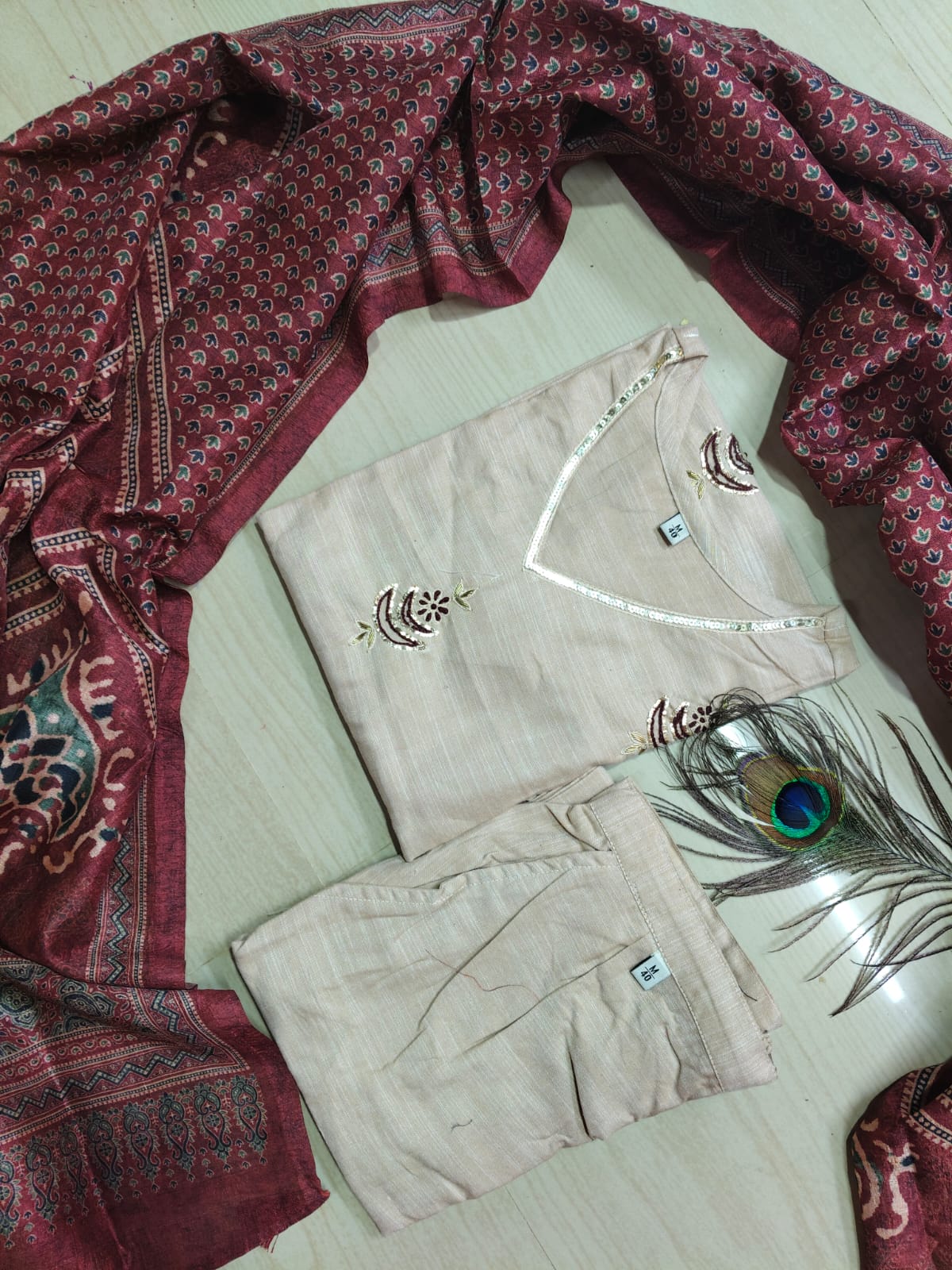 CHANDHERI SILK KURTHI SET - EW03