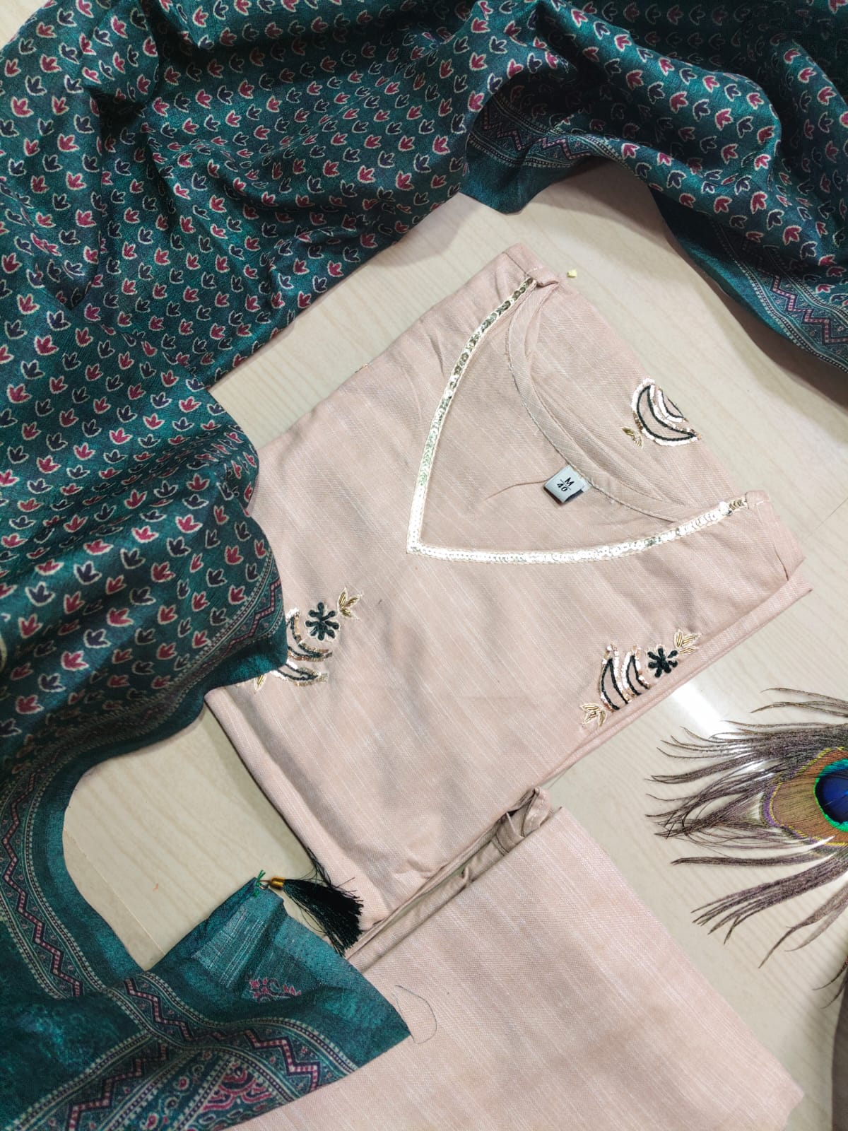 CHANDHERI SILK KURTHI SET - EW06