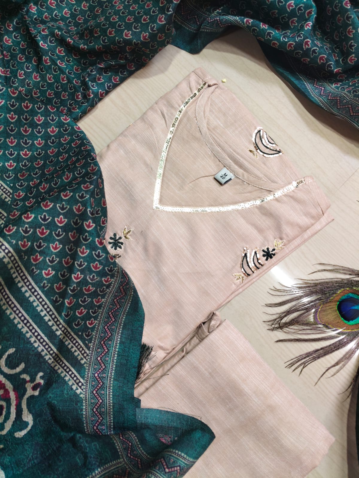 CHANDHERI SILK KURTHI SET - EW06