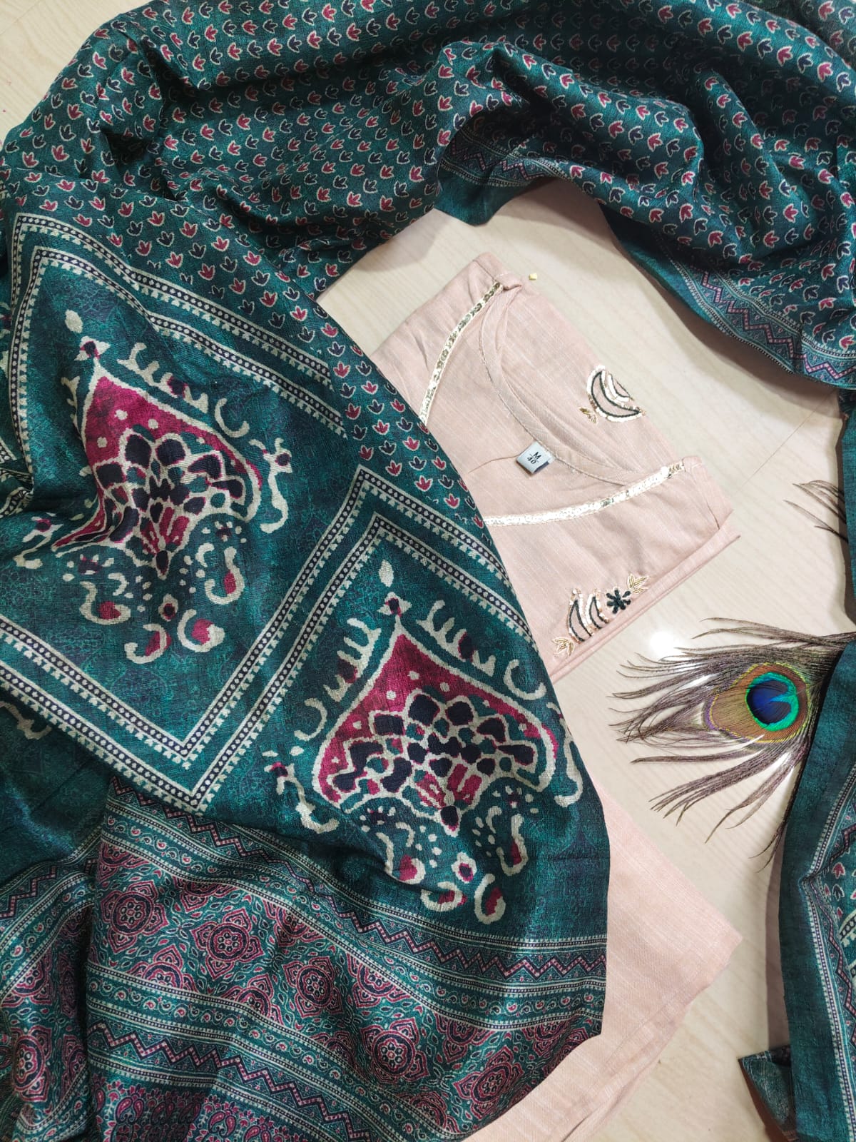 CHANDHERI SILK KURTHI SET - EW06