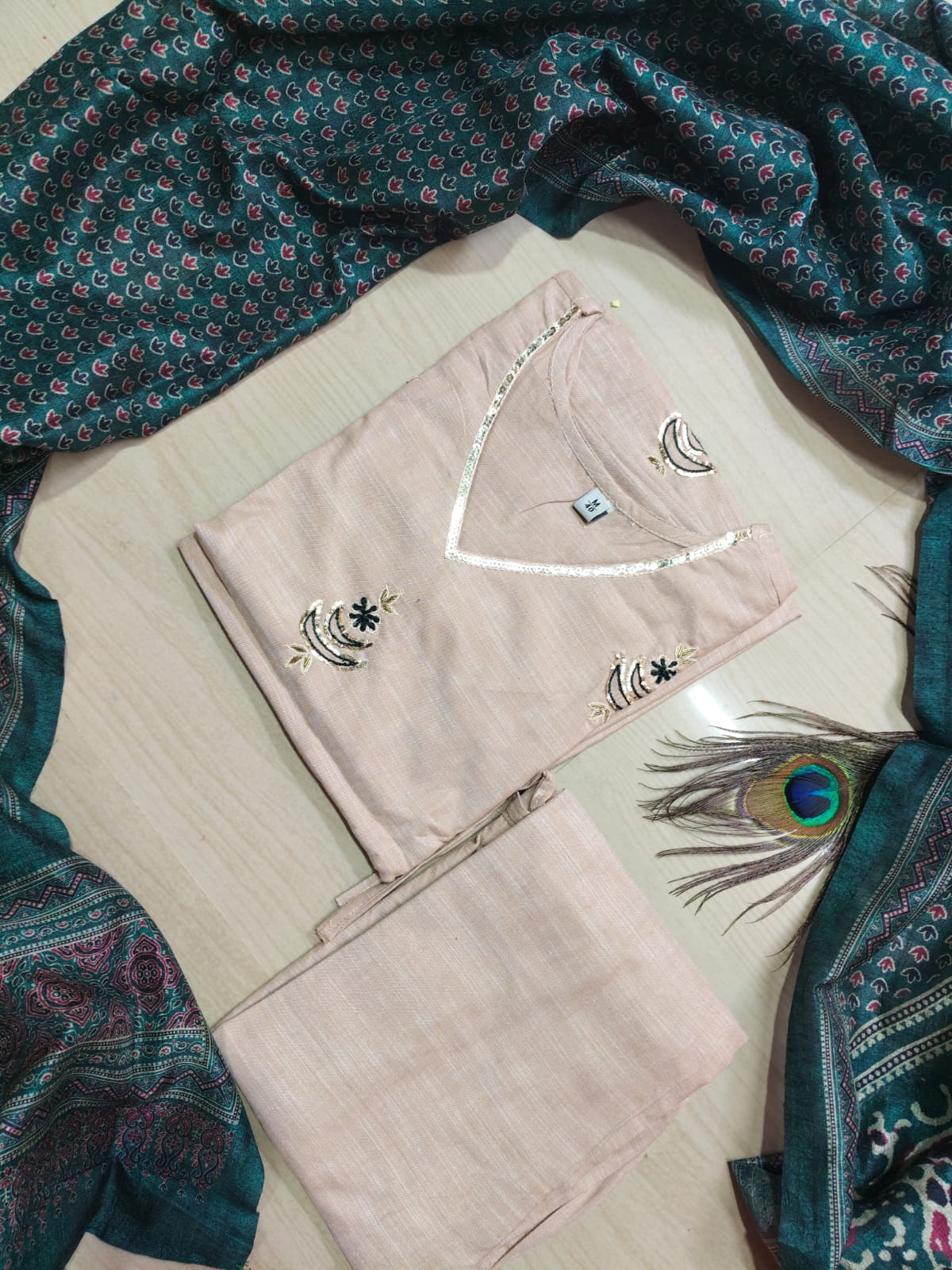 CHANDHERI SILK KURTHI SET - EW06