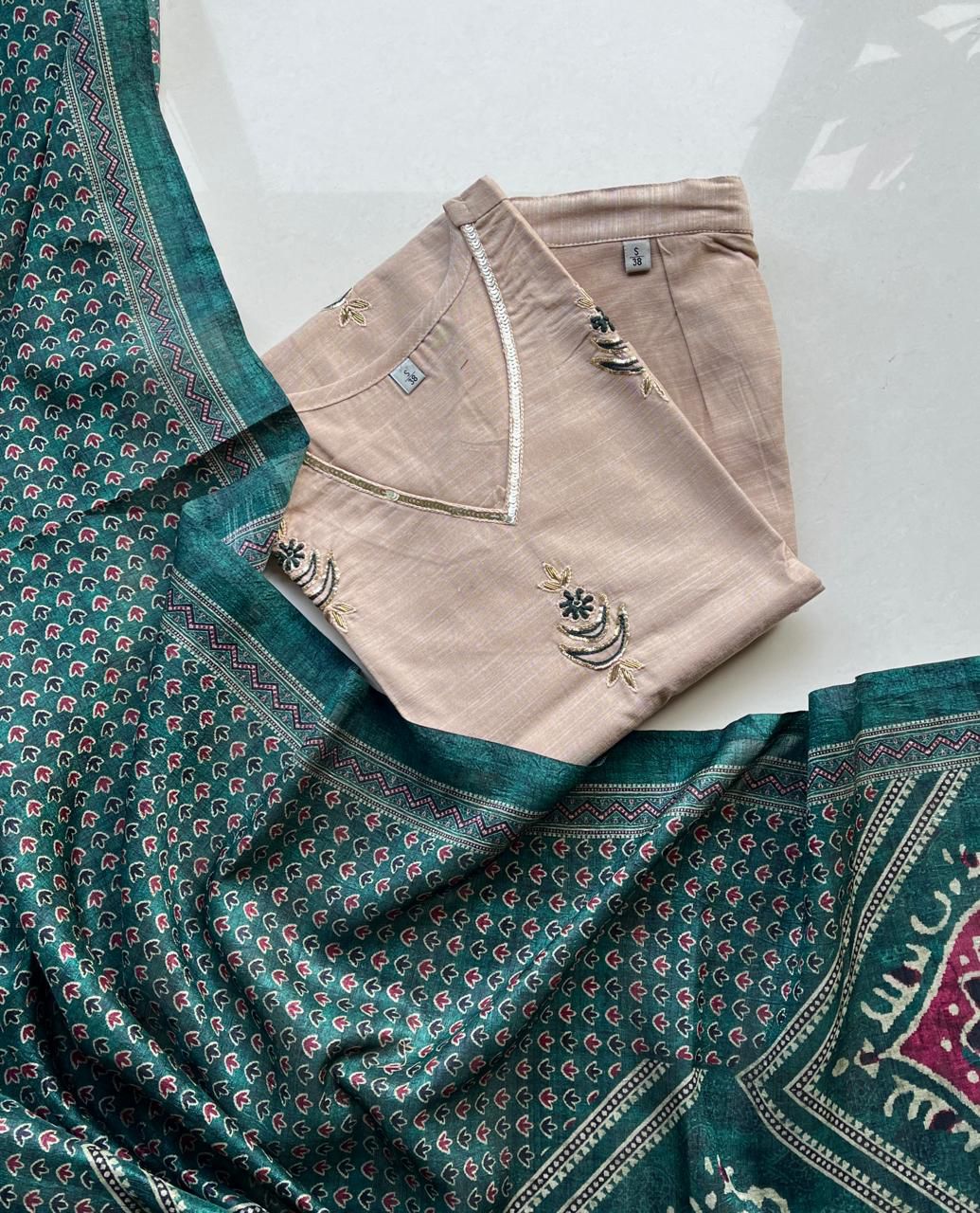 CHANDHERI SILK KURTHI SET - EW06