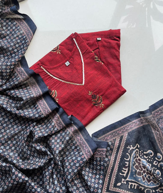 CHANDHERI SILK KURTHI SET - EW07