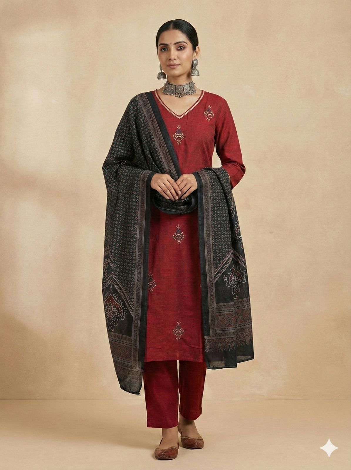 CHANDHERI SILK KURTHI SET - EW07
