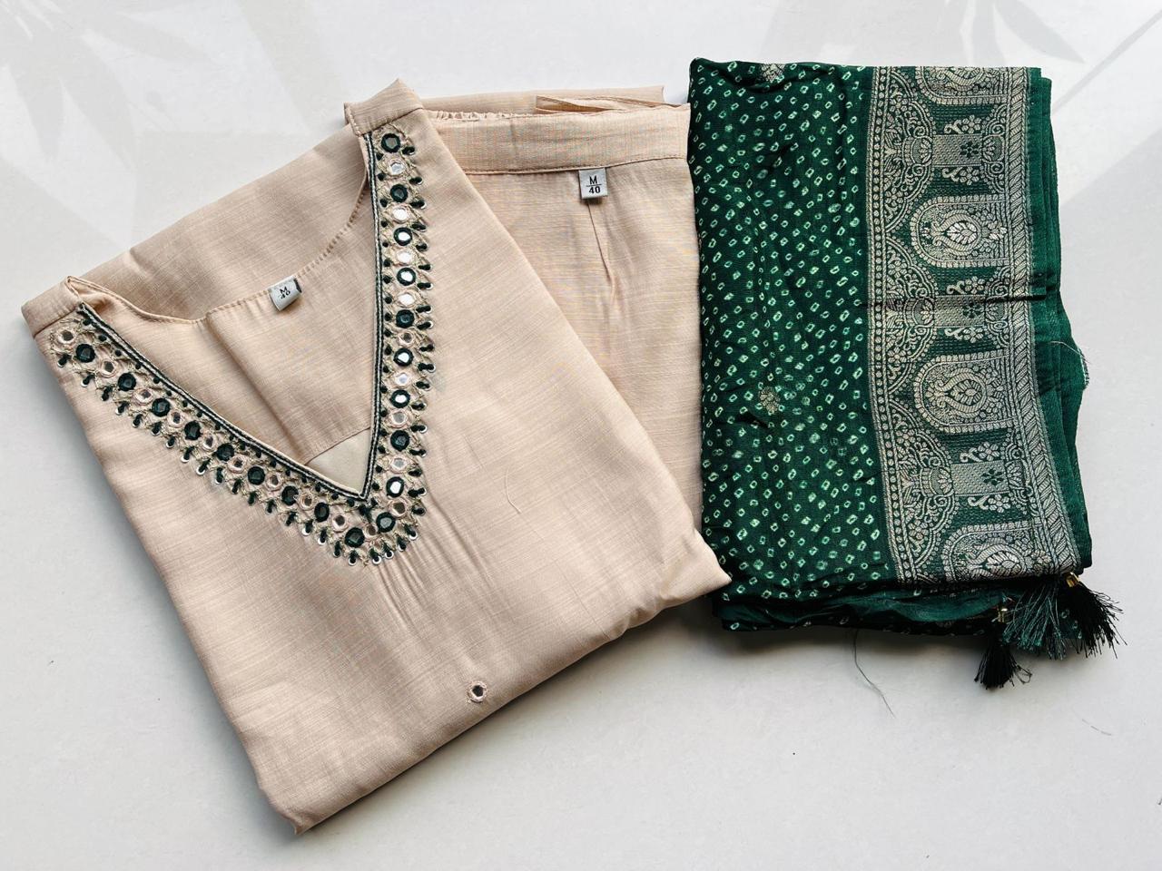 CHANDHERI SILK KURTHI SET - EW02