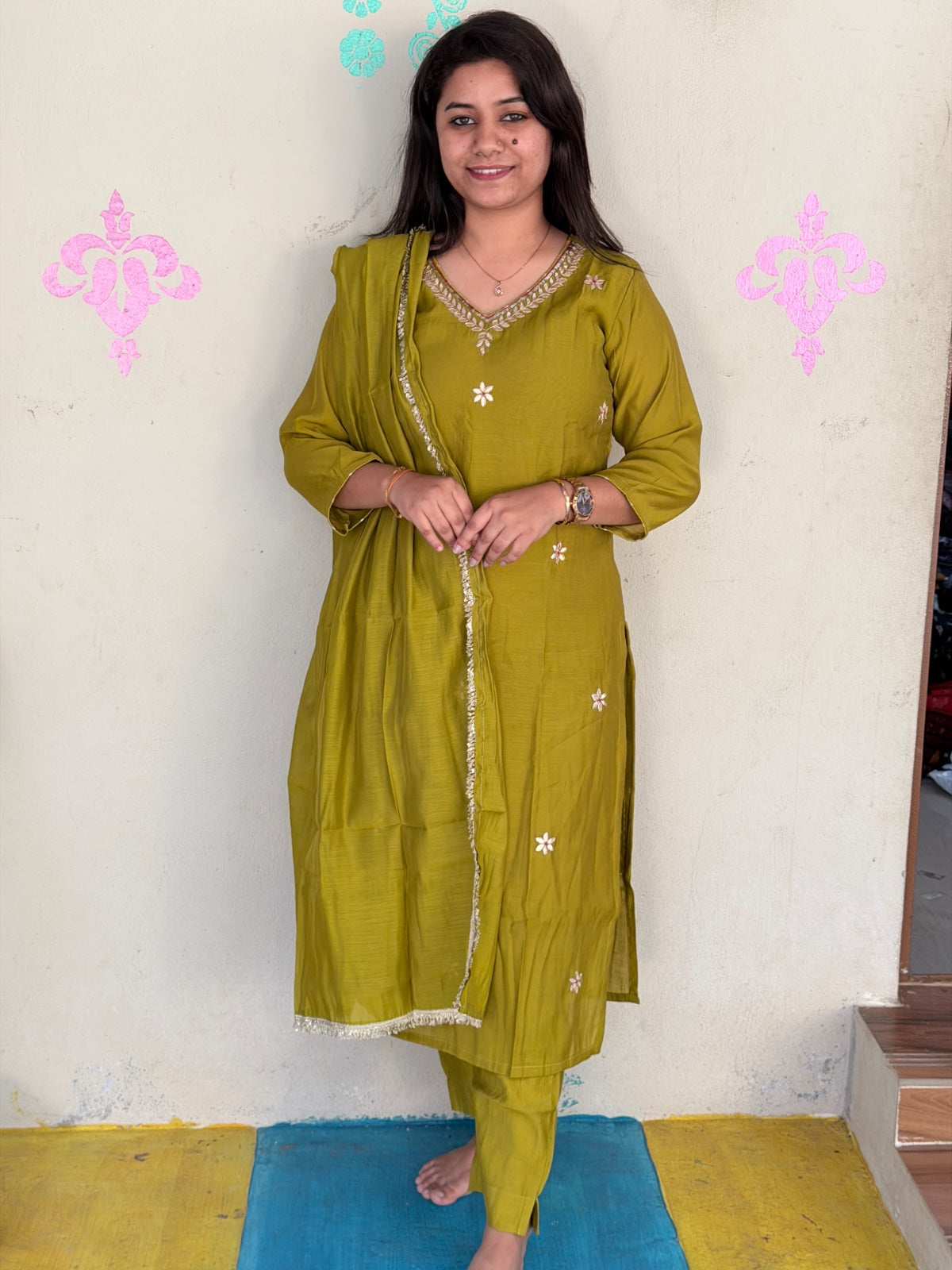 CHANDHERI SILK KURTHI SET - EW05