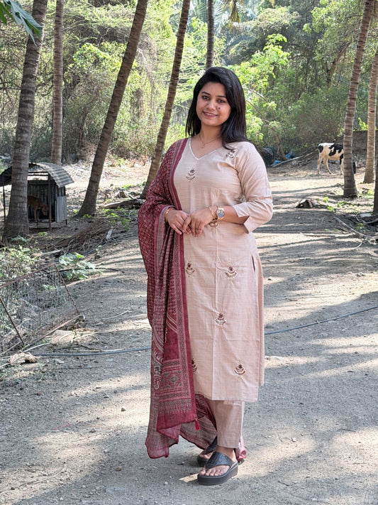 CHANDHERI SILK KURTHI SET - EW03