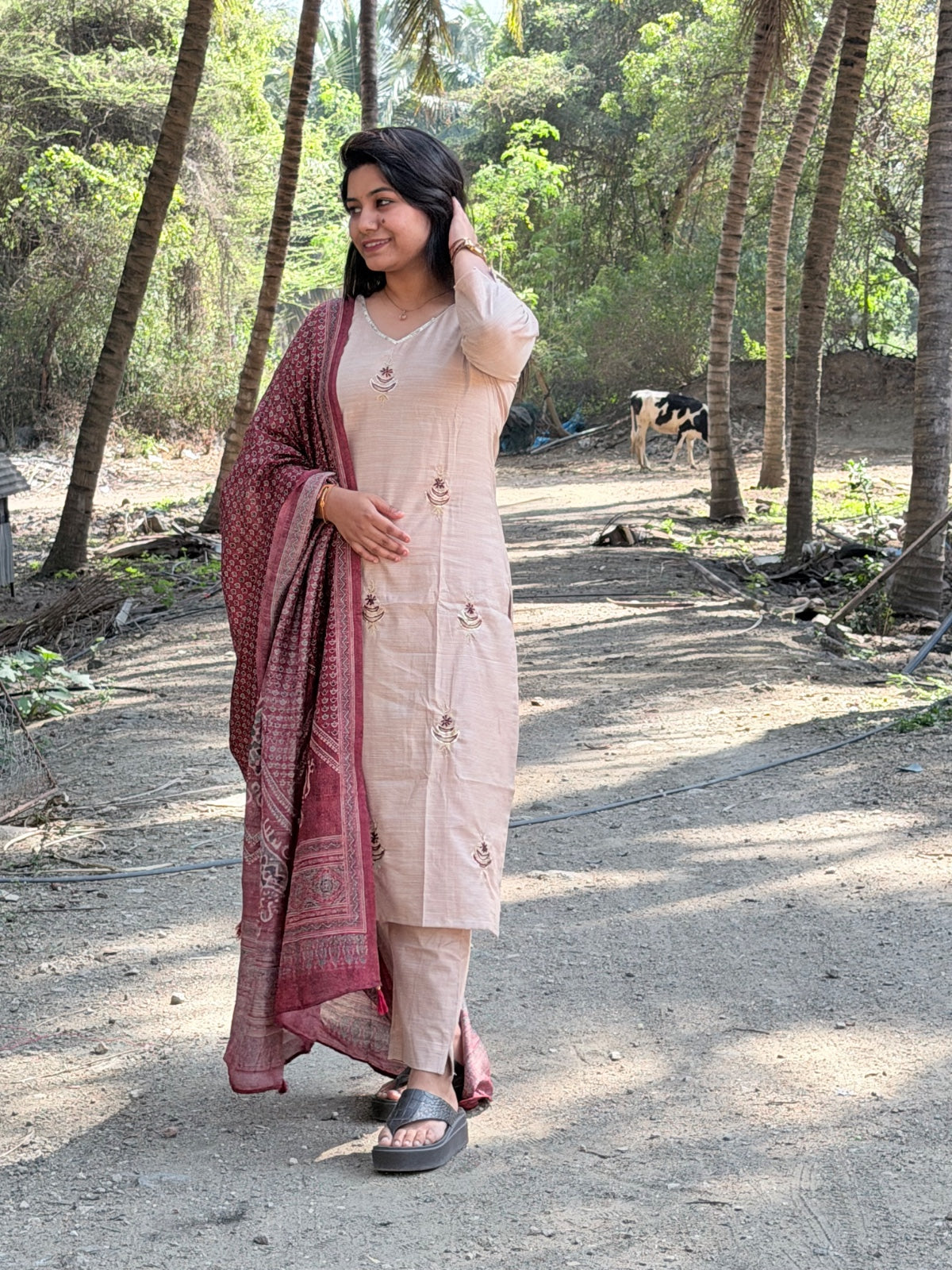 CHANDHERI SILK KURTHI SET - EW03