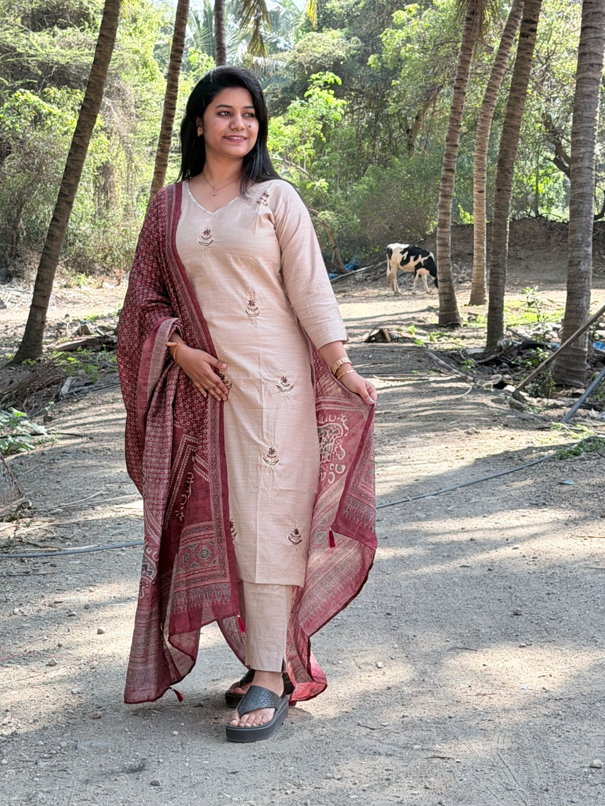 CHANDHERI SILK KURTHI SET - EW03