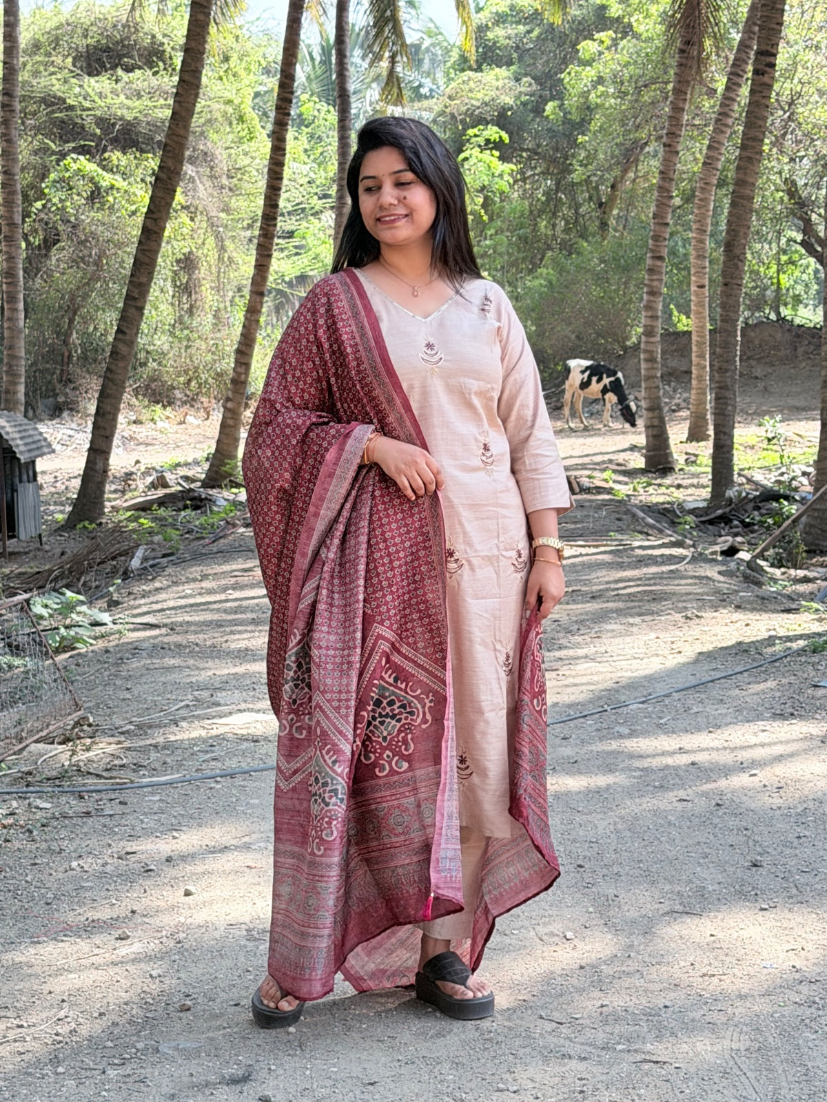 CHANDHERI SILK KURTHI SET - EW03
