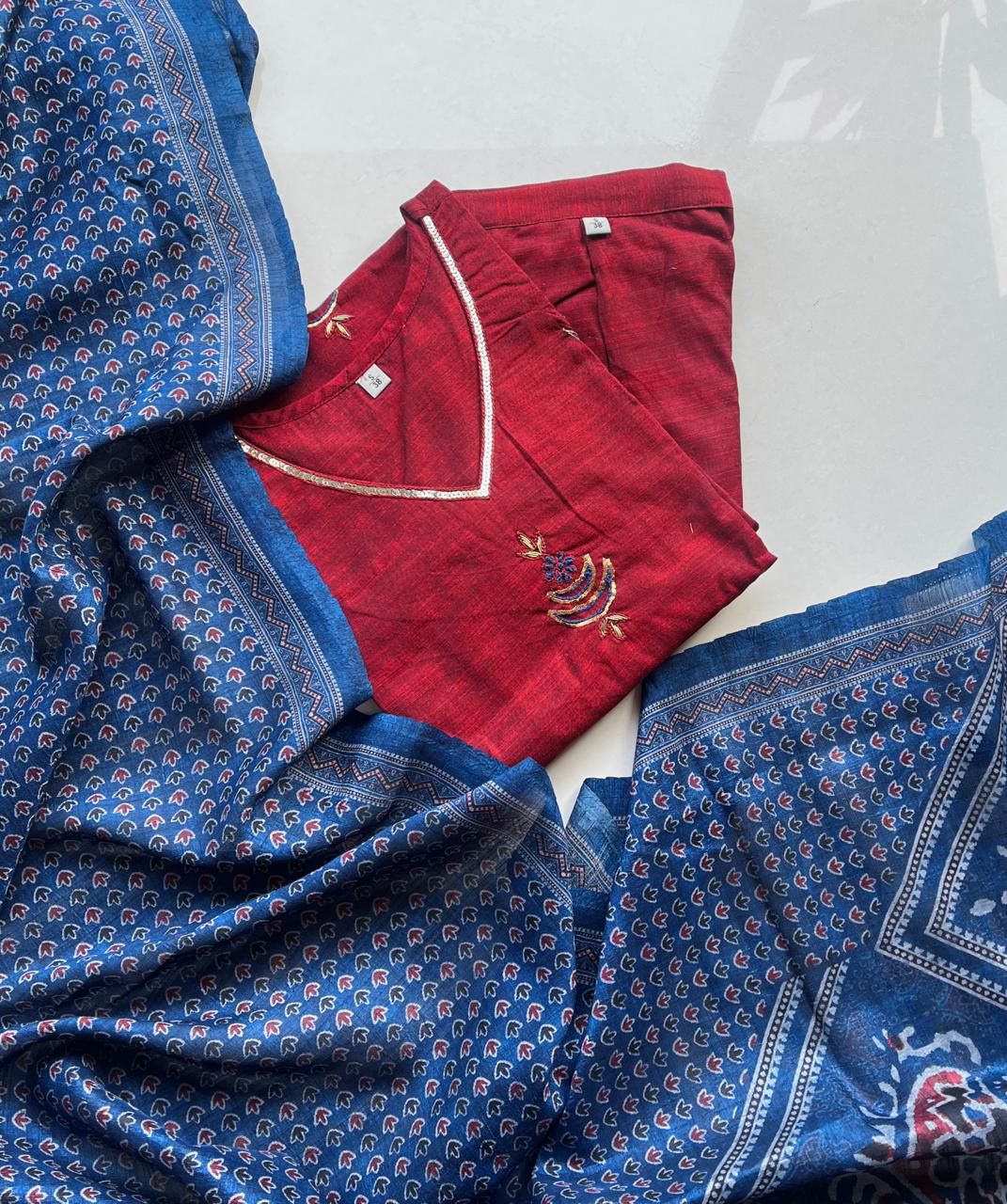CHANDHERI SILK KURTHI SET - EW08