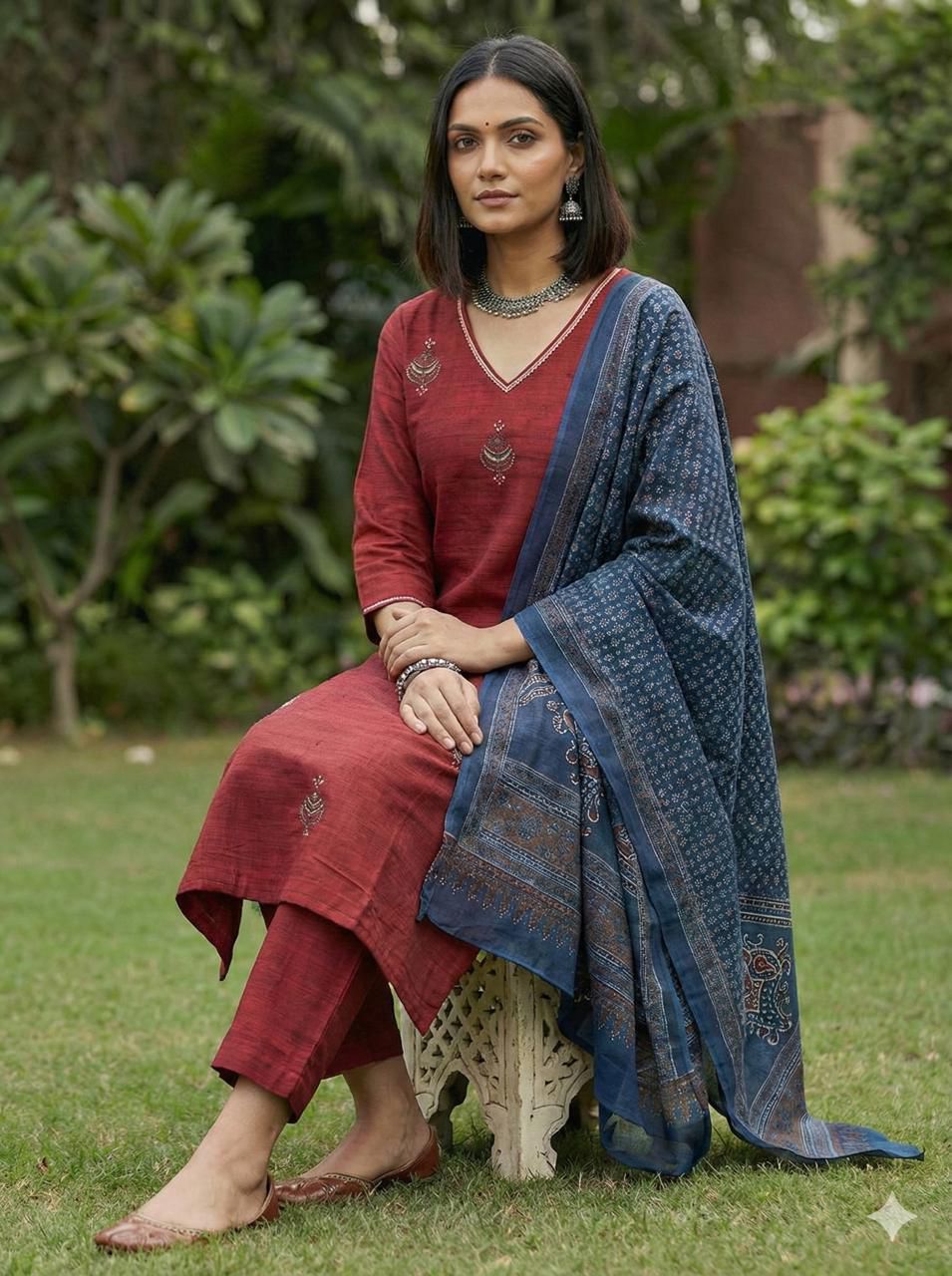CHANDHERI SILK KURTHI SET - EW08