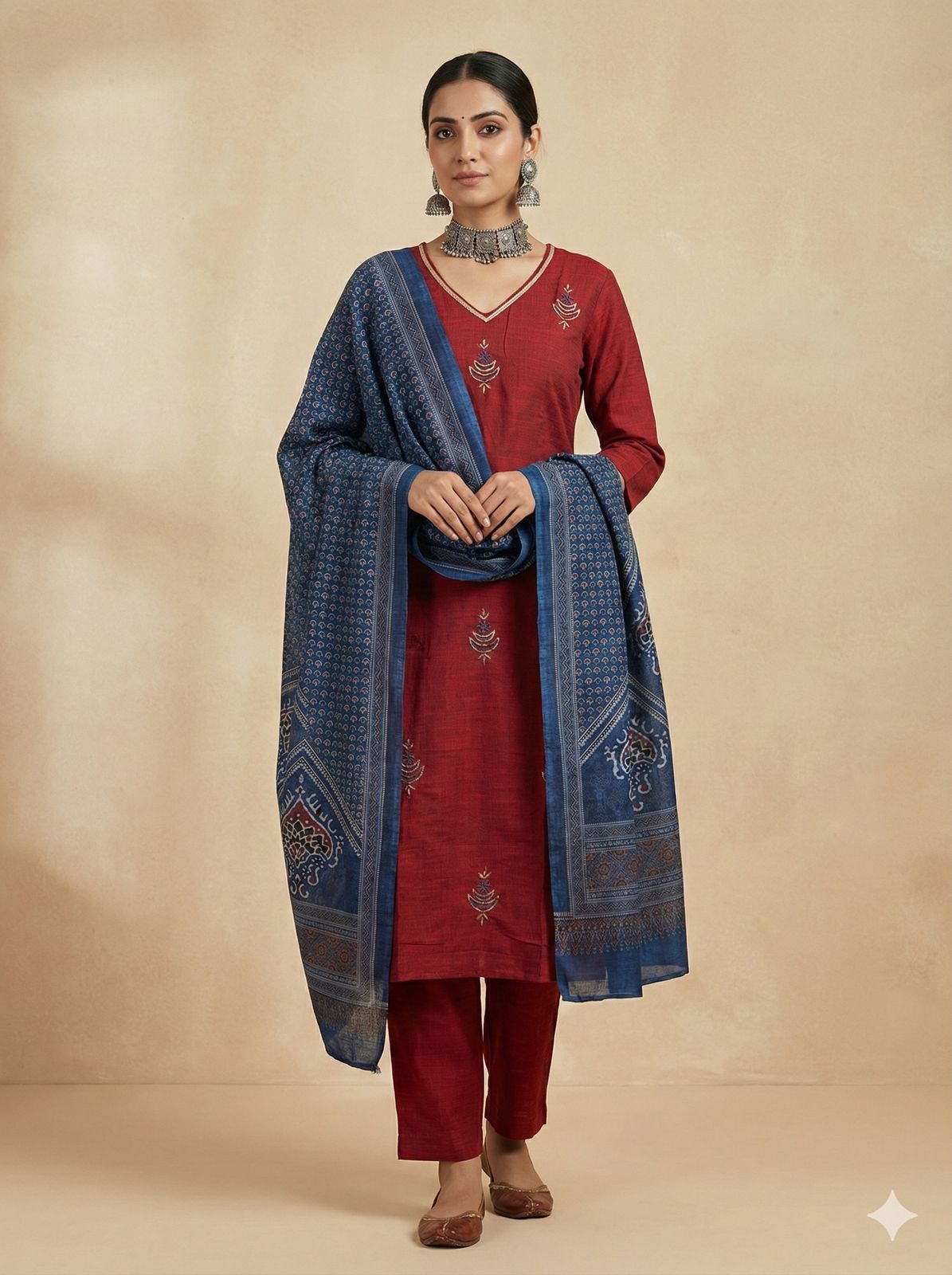 CHANDHERI SILK KURTHI SET - EW08