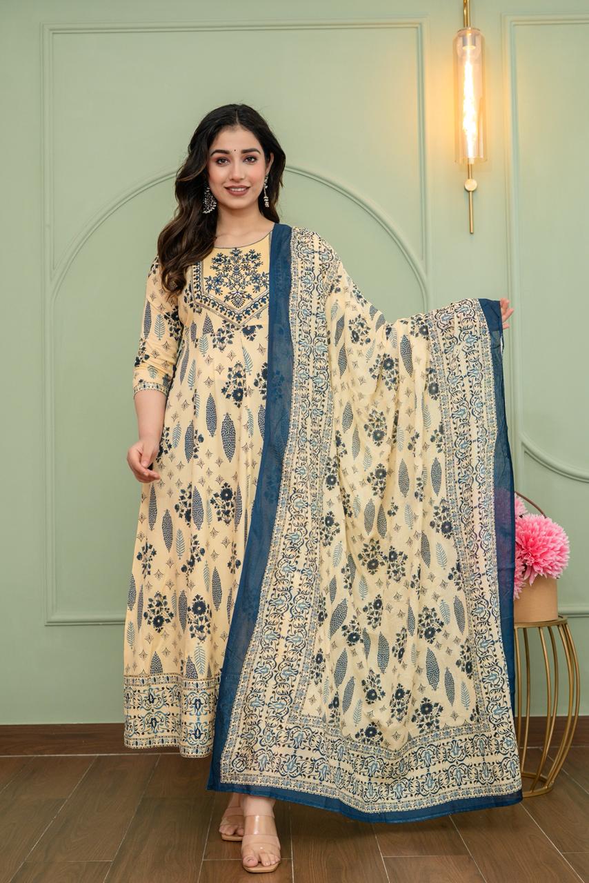Cotton Floral Anarkali - AS04