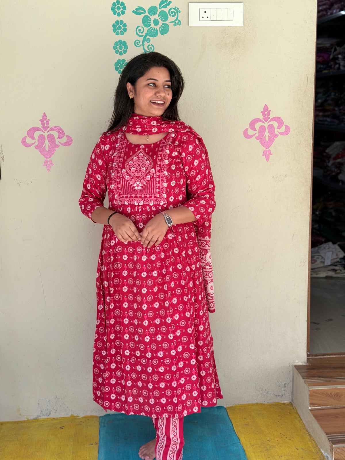 Cotton Floral Anarkali - AS05