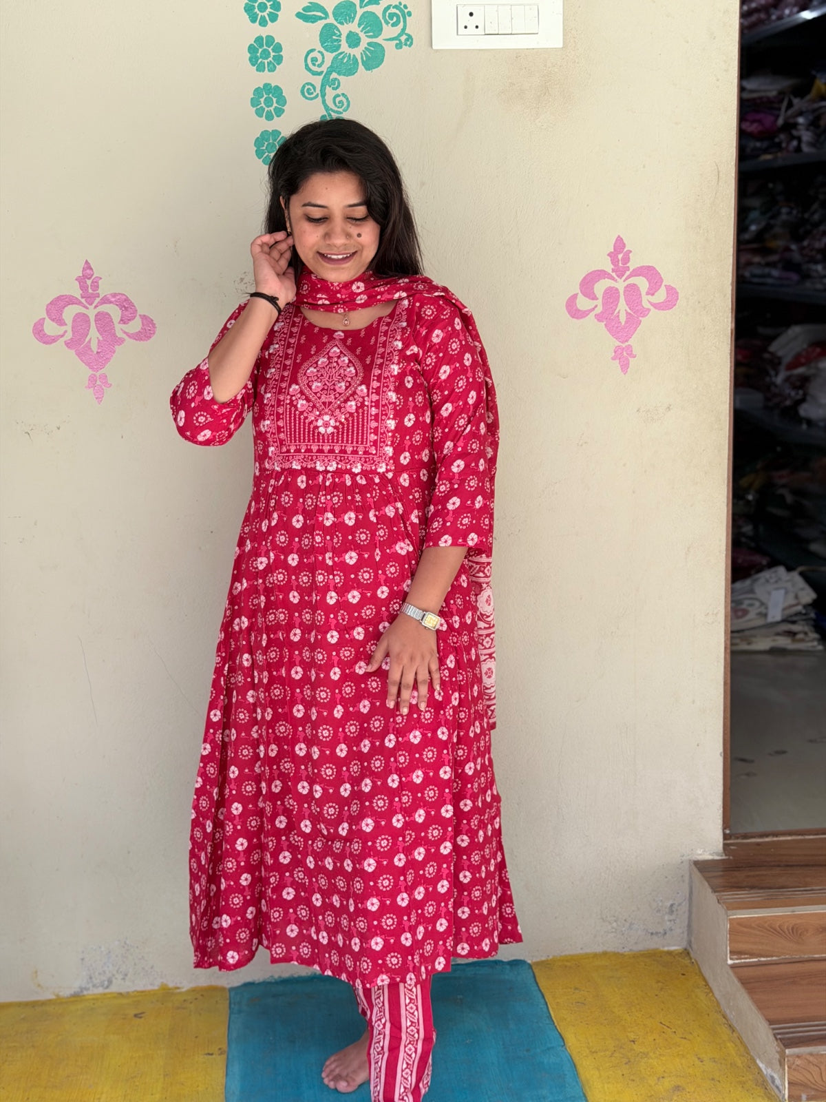 Cotton Floral Anarkali - AS05