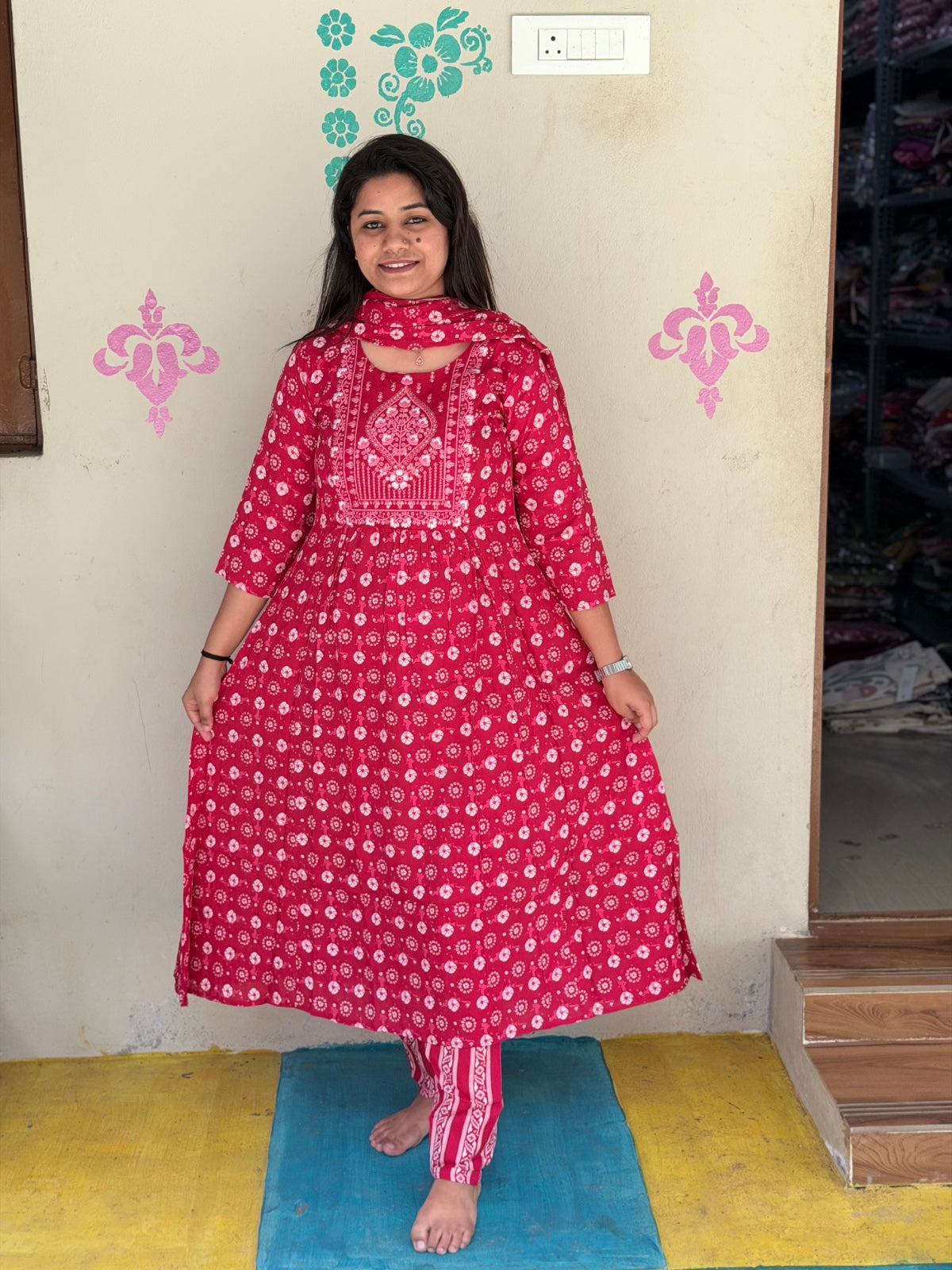 Cotton Floral Anarkali - AS05