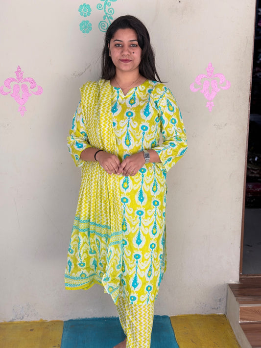 Jaipur Cotton Kurti Set - JKS02 (Check Our Size Chart Before Placing the Order)