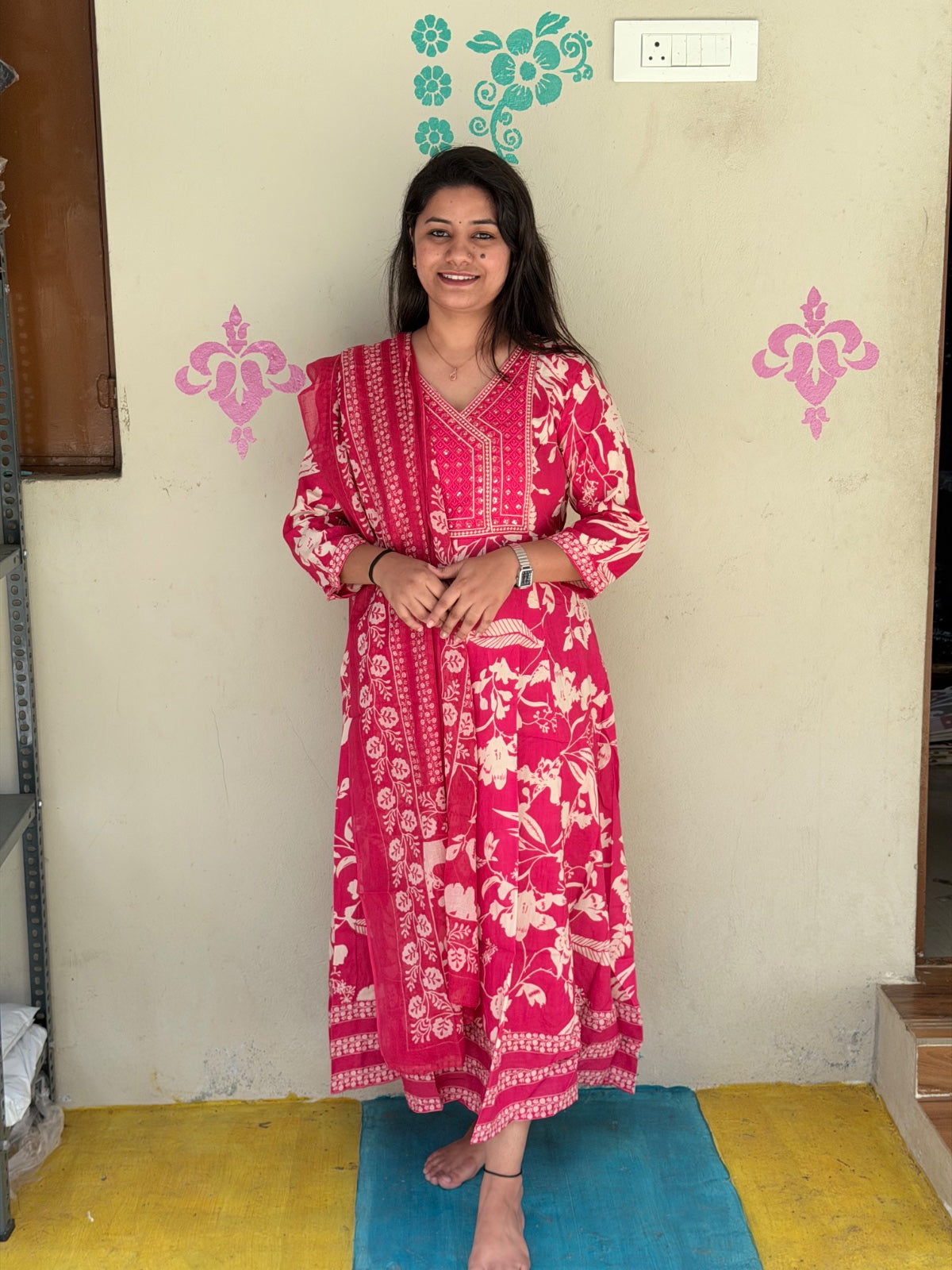 Cotton Floral Anarkali - AS06