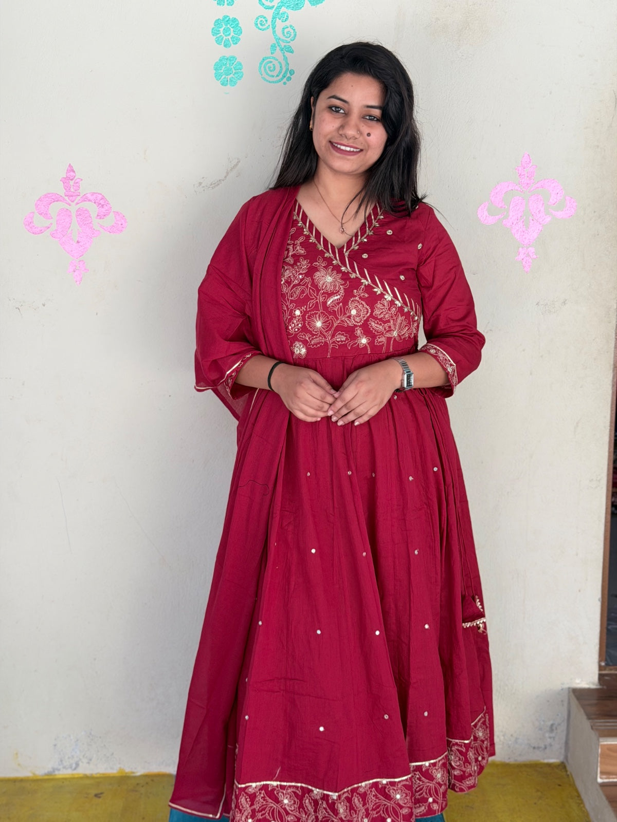 Cotton Floral Anarkali - CA37