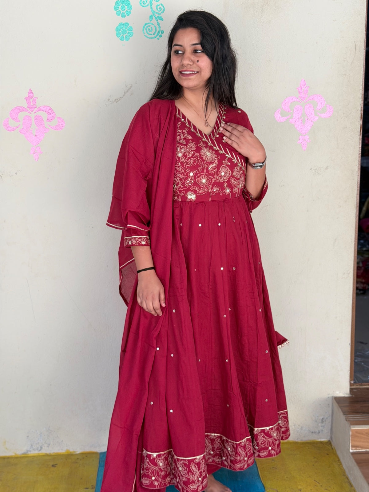 Cotton Floral Anarkali - CA37