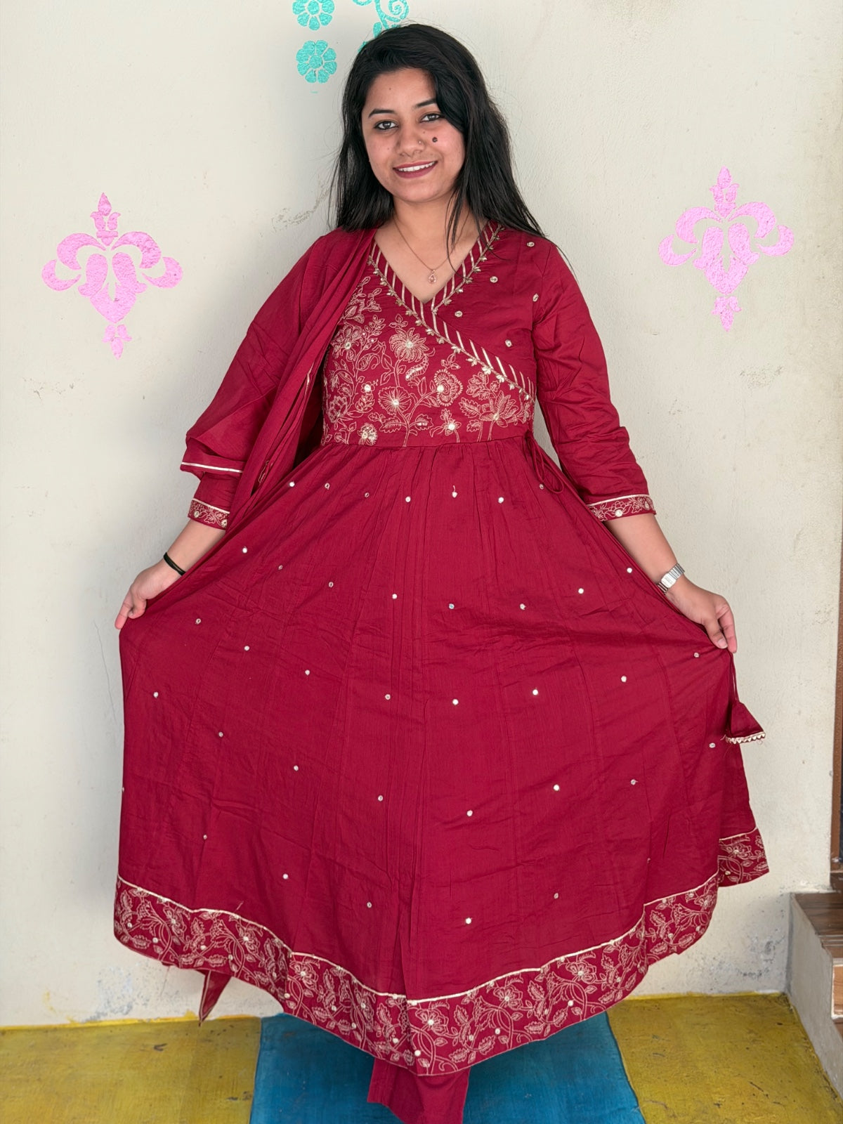 Cotton Floral Anarkali - CA37