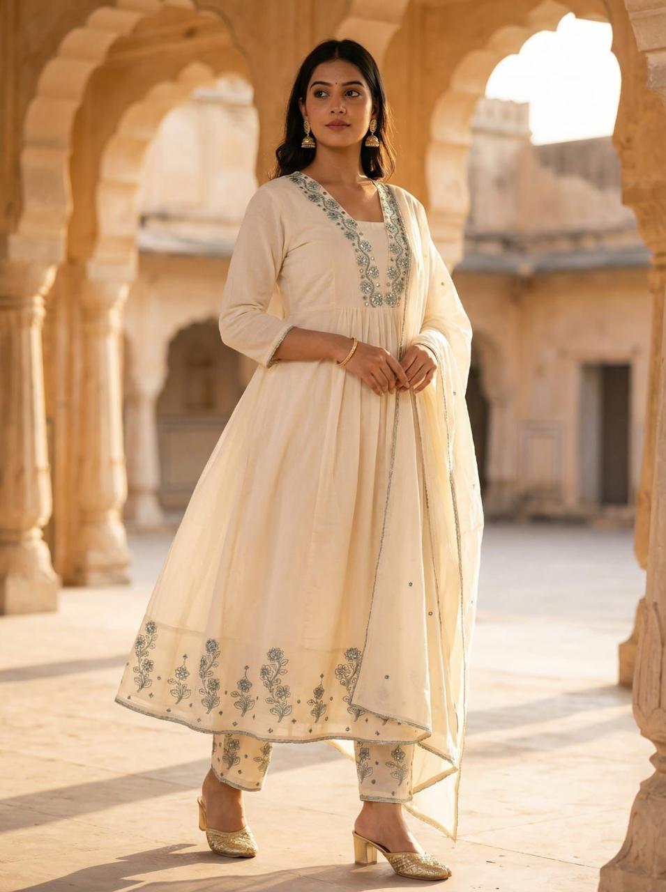 Cotton Floral Anarkali  -  AS42
