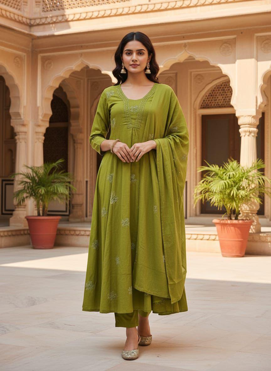 Cotton Floral Anarkali  -  AS46