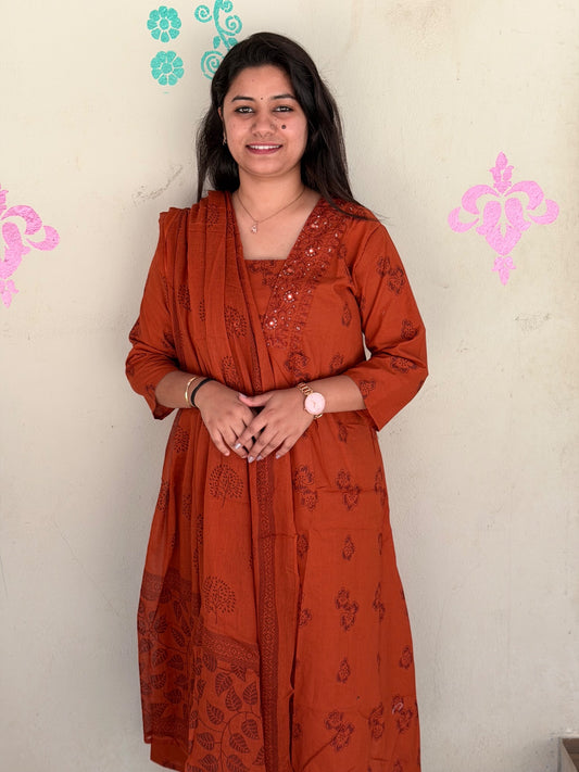 Cotton Floral Anarkali  -  AS45