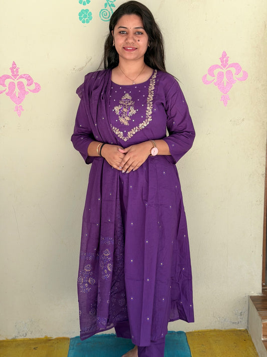 Cotton Floral Anarkali  -  AS39 - Delivery in 15 days