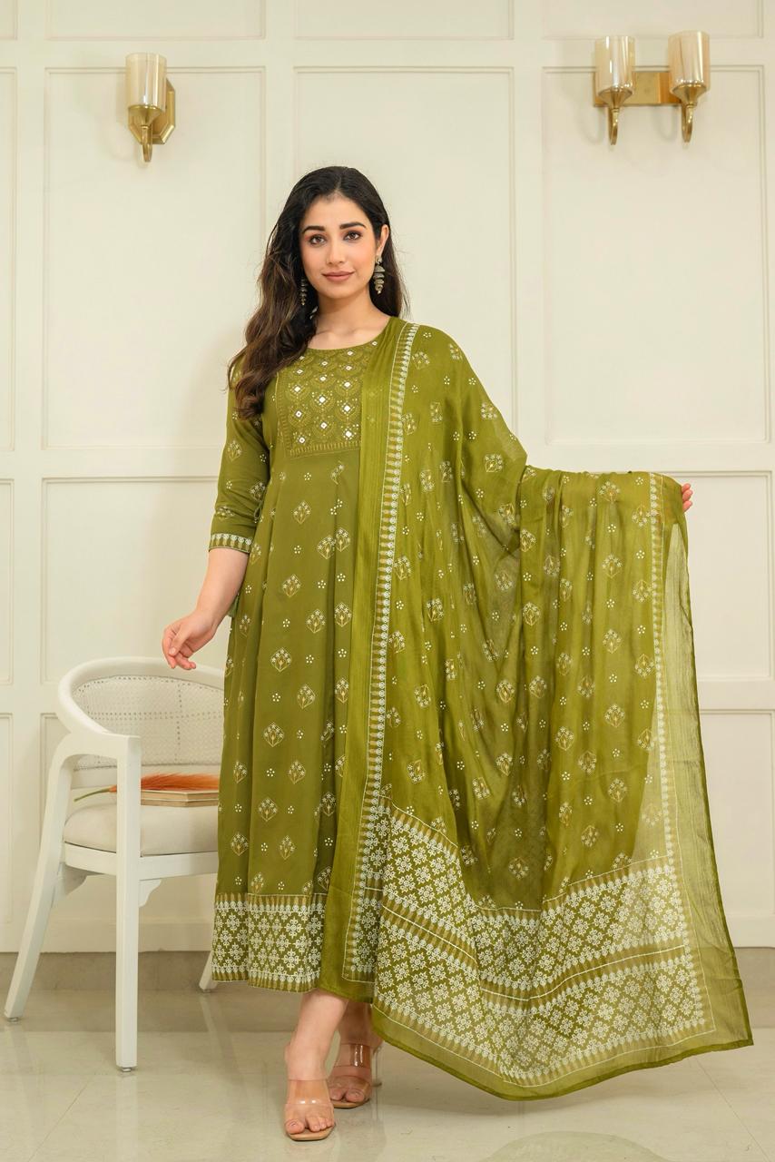 Cotton Floral Anarkali  -  AS60